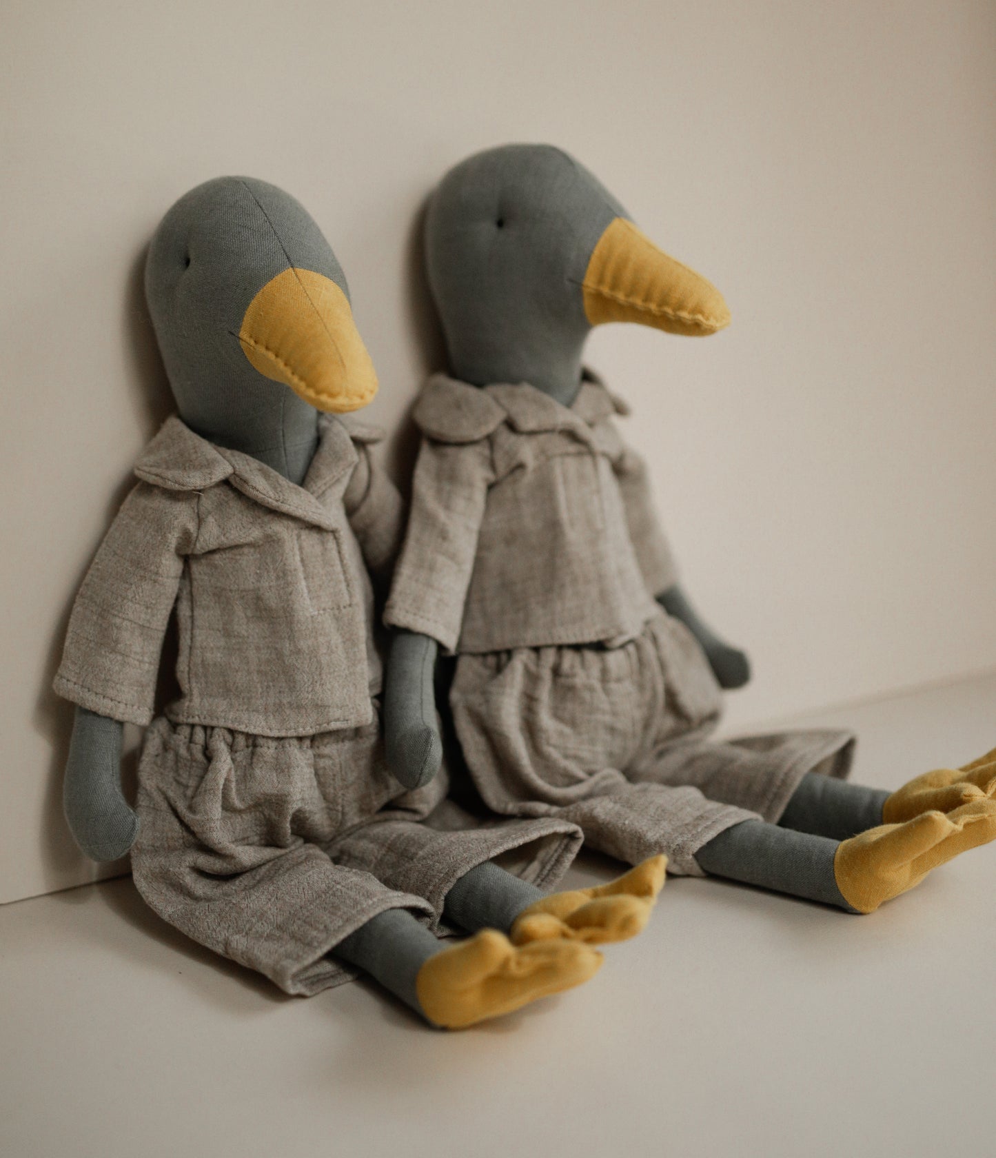 Grey Goose toy 55 cm in muslin pyjama