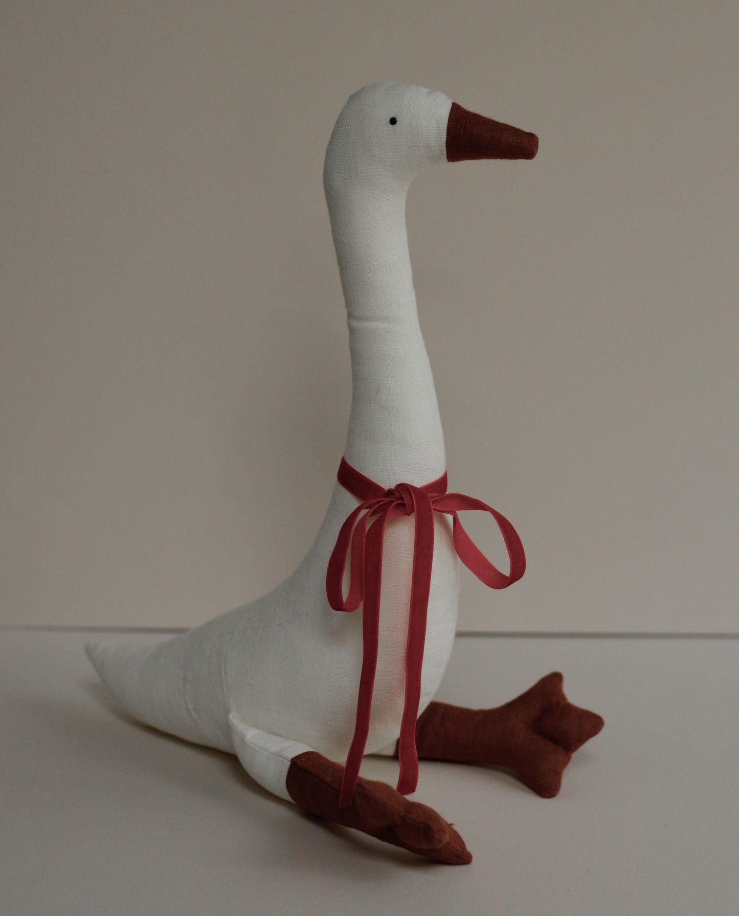 Garden Goose toy 100% white linen fabric