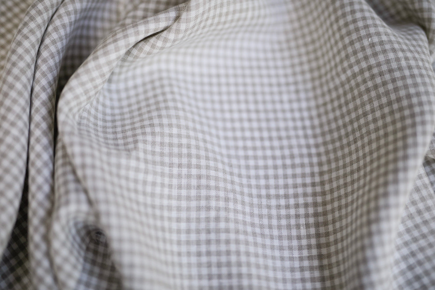 4 mm small check Light Beige gingham 100% linen fabric LSC19N