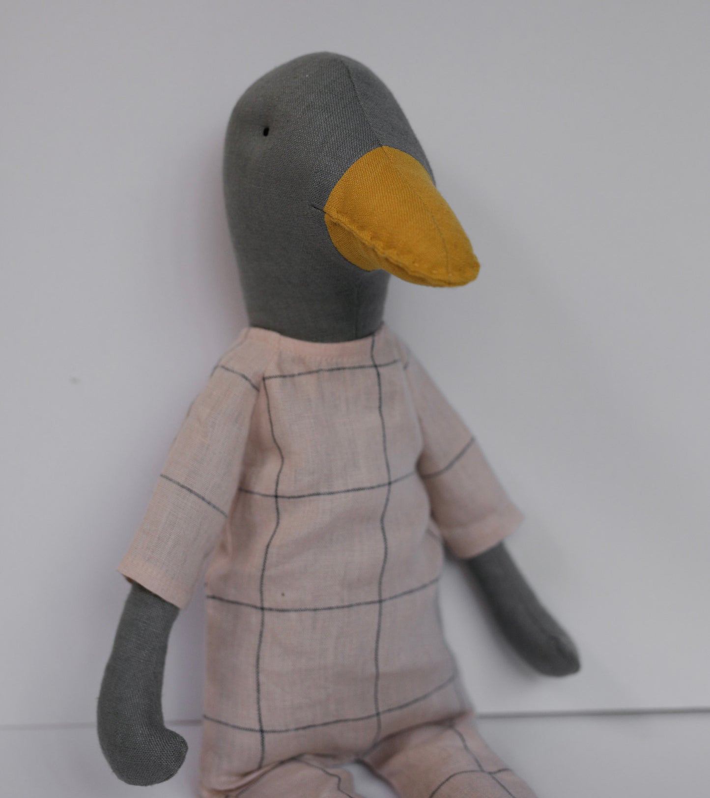 Grey Goose toy 55 cm in check romper