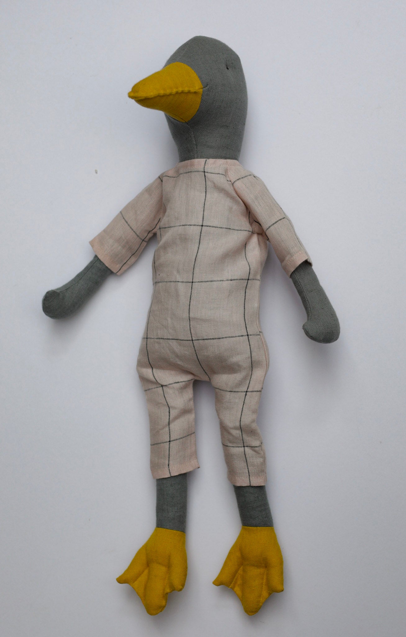 Grey Goose toy 55 cm in check romper