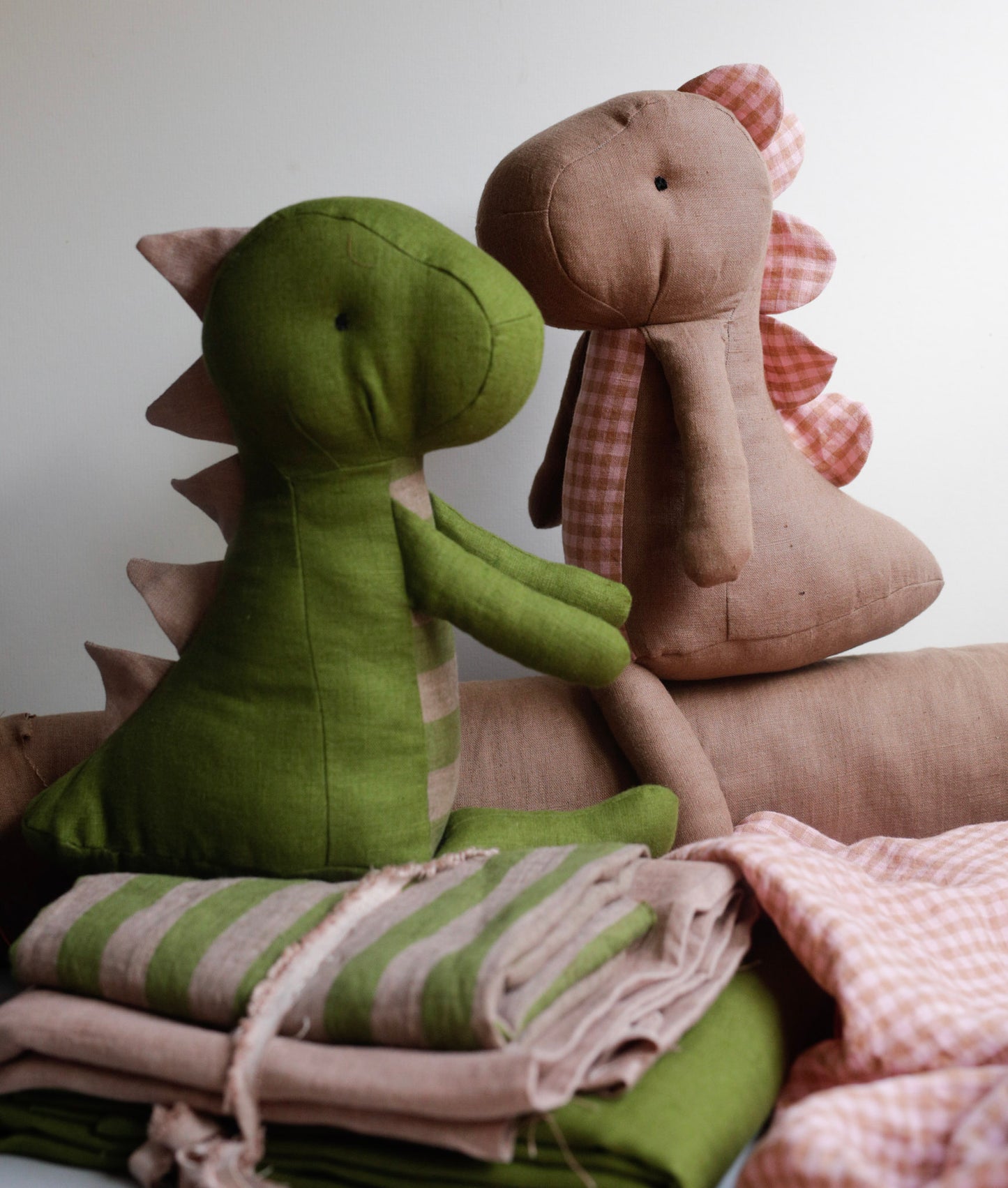 Gingham Rex Dinosaur making fabrics bundle