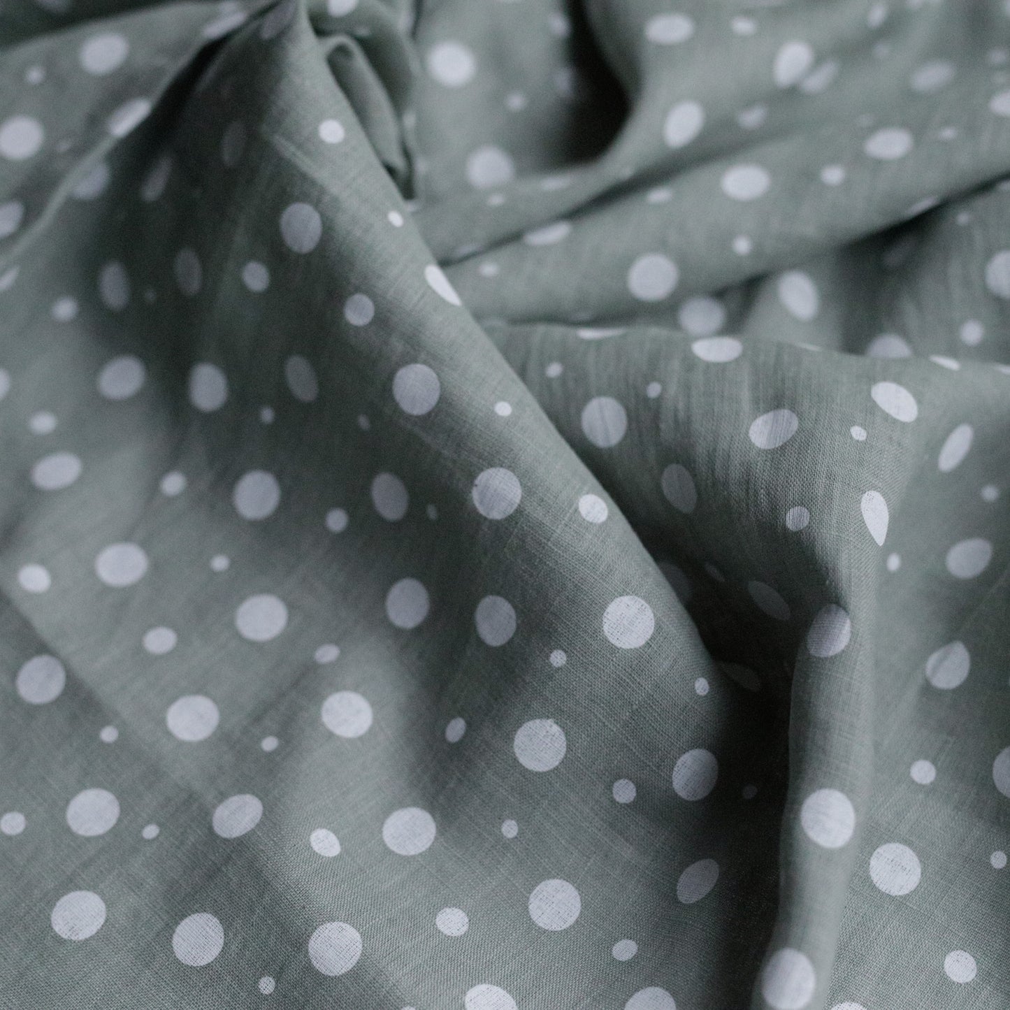 "Speckled duck egg" white dots on duck egg linen colour 100% linen fabric