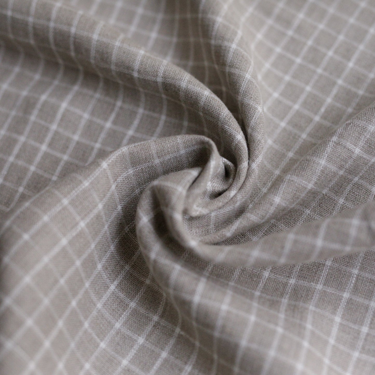 6275 Beige 1 cm gingham 100% Lithuanian linen softened fabric