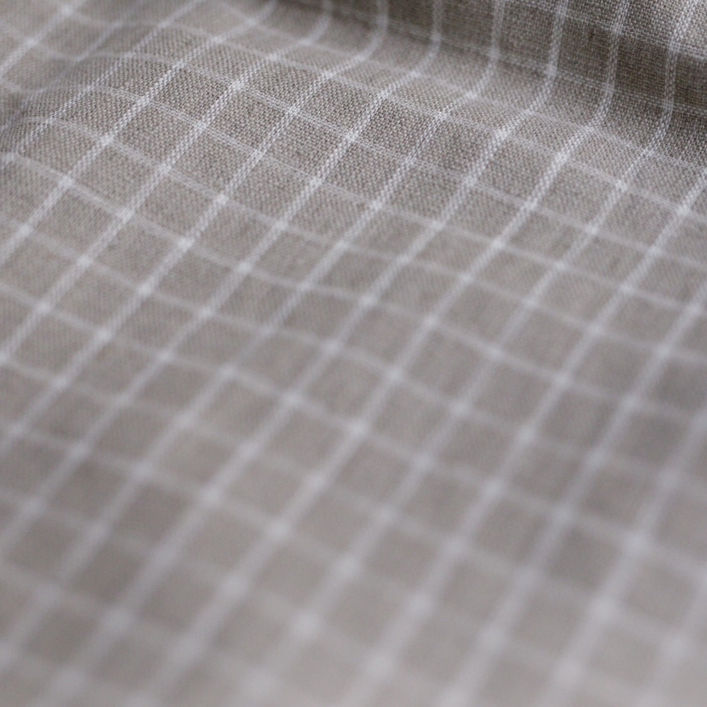 6275 Beige 1 cm gingham 100% Lithuanian linen softened fabric