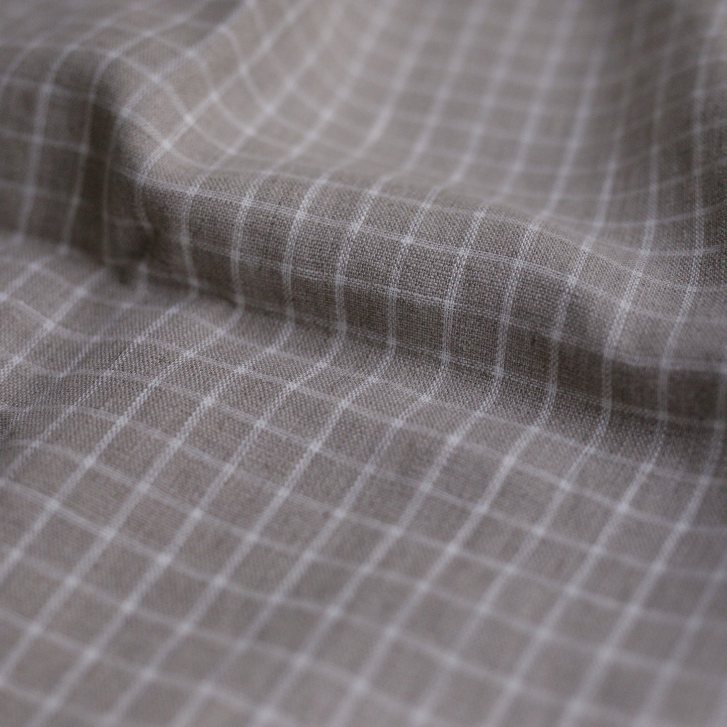 6275 Beige 1 cm gingham 100% Lithuanian linen softened fabric