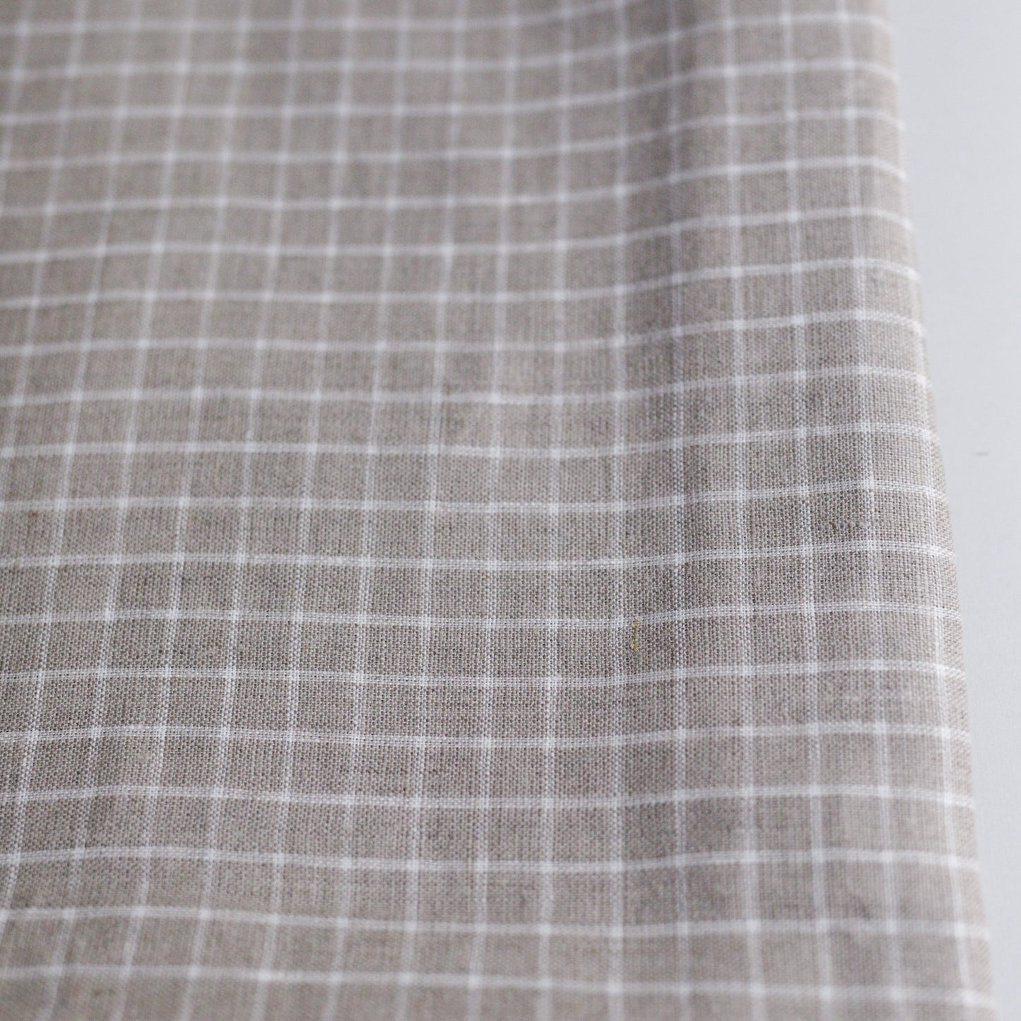 6275 Beige 1 cm gingham 100% Lithuanian linen softened fabric