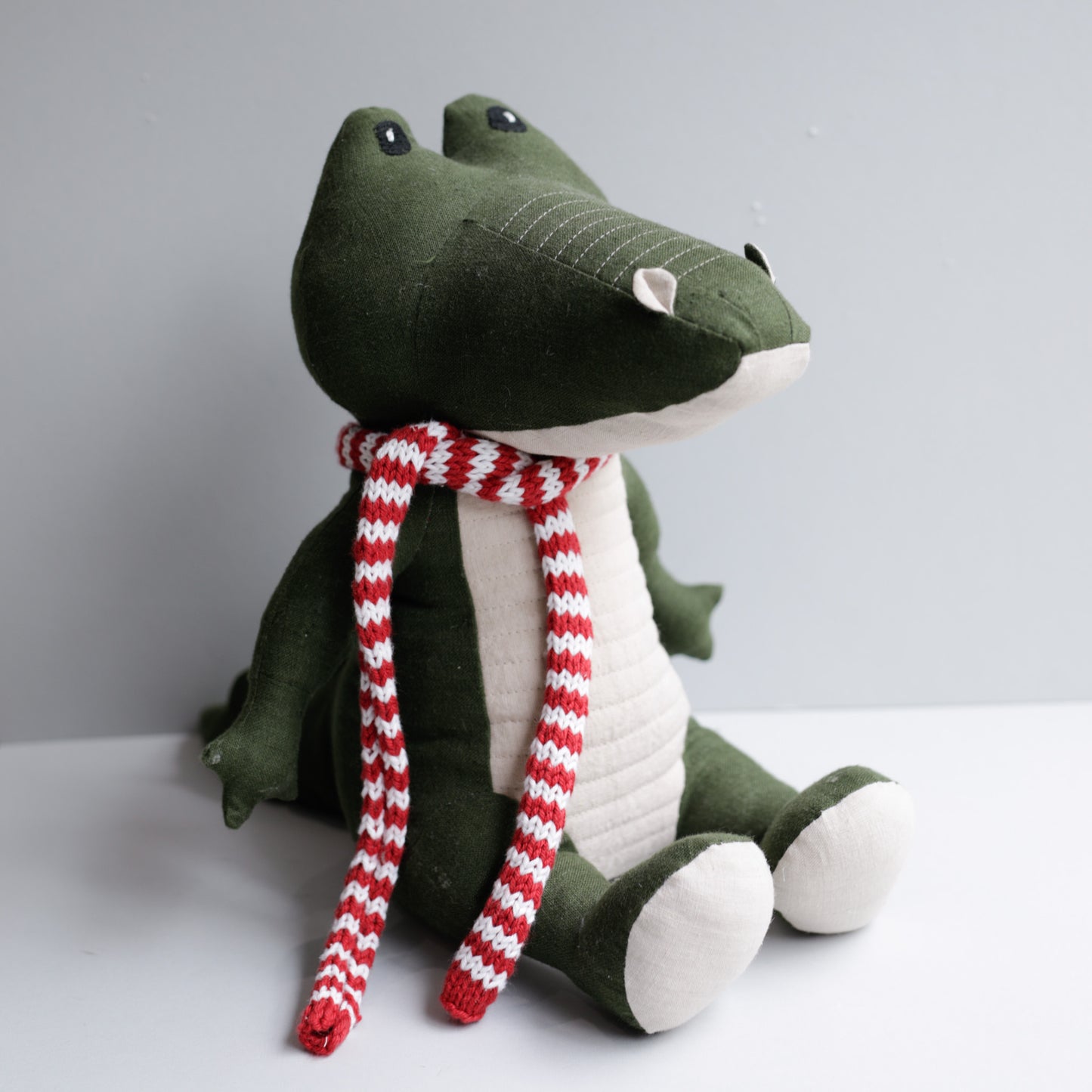 Alligator toy in Pine Forest fabric