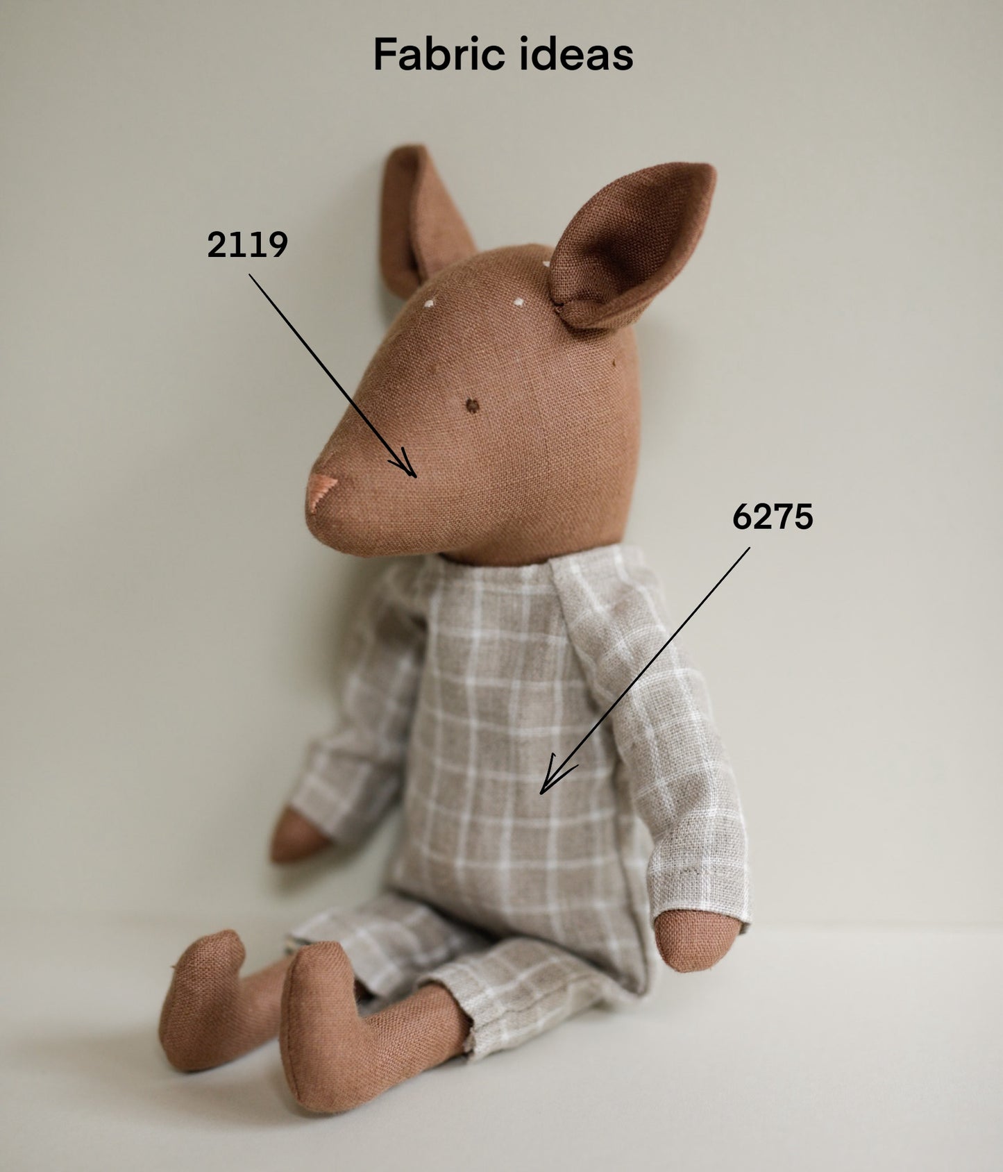 6275 Beige 1 cm gingham 100% Lithuanian linen softened fabric