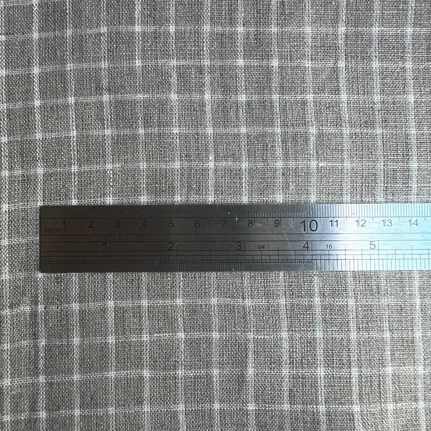 6275 Beige 1 cm gingham 100% Lithuanian linen softened fabric