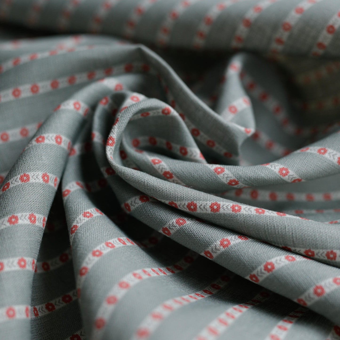 016 Vintage floral stripes 100% soft linen fabric