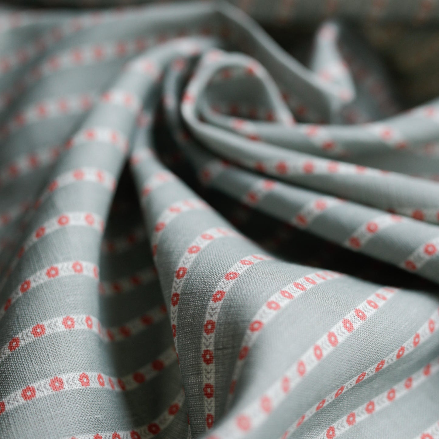 016 Vintage floral stripes 100% soft linen fabric
