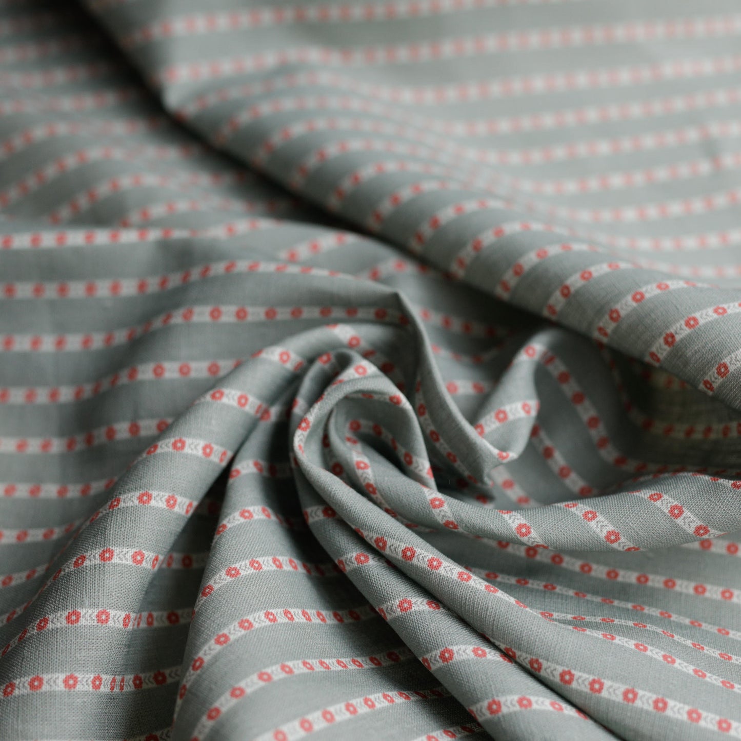 016 Vintage floral stripes 100% soft linen fabric