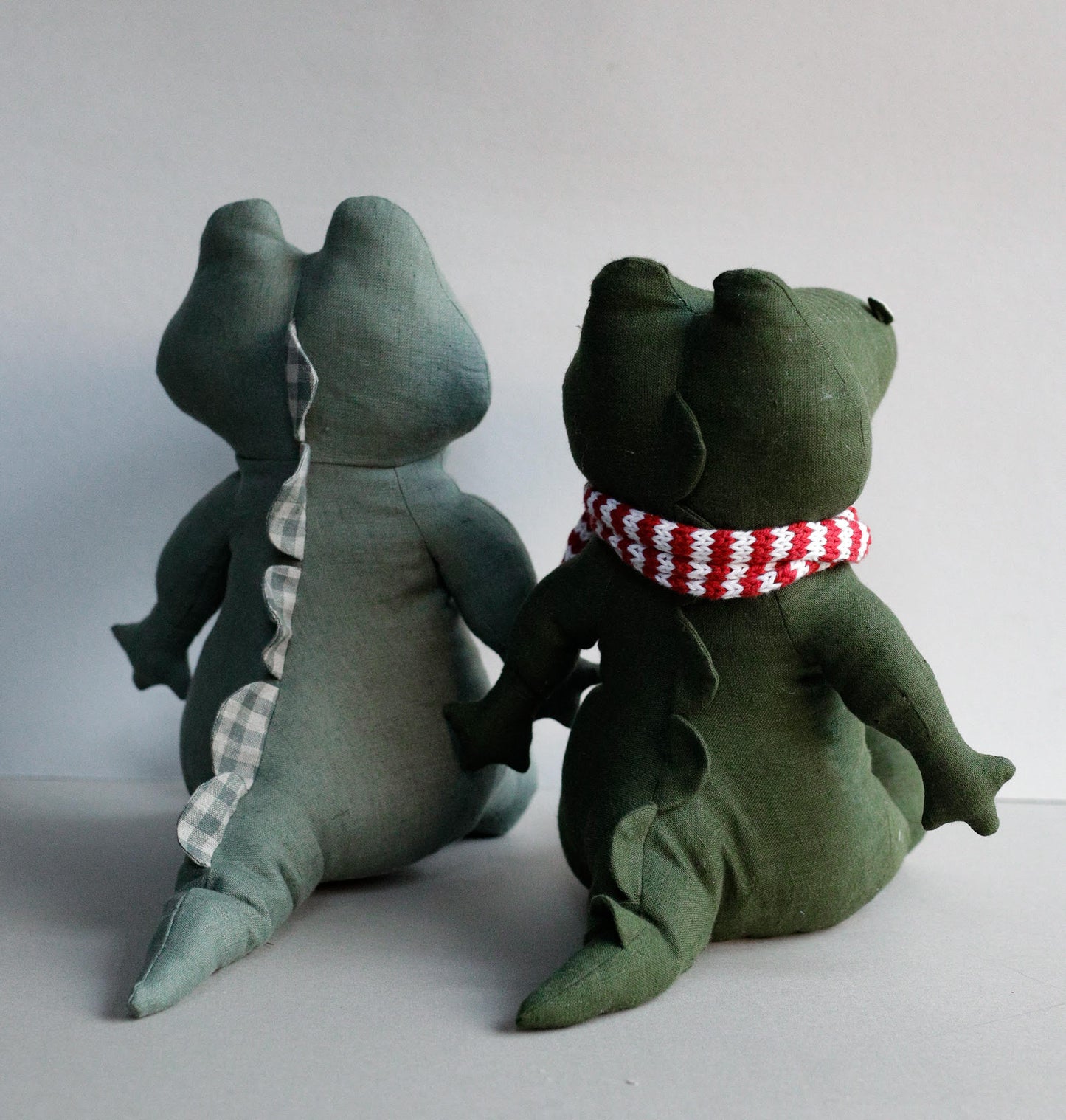 Alligator toy in Sage and Gingham