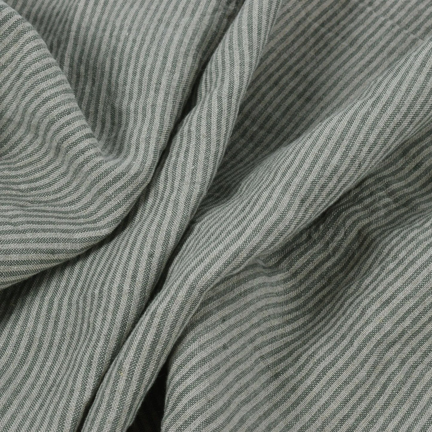 5798 Dark green stripes on natural 100% linen fabric (Copy)