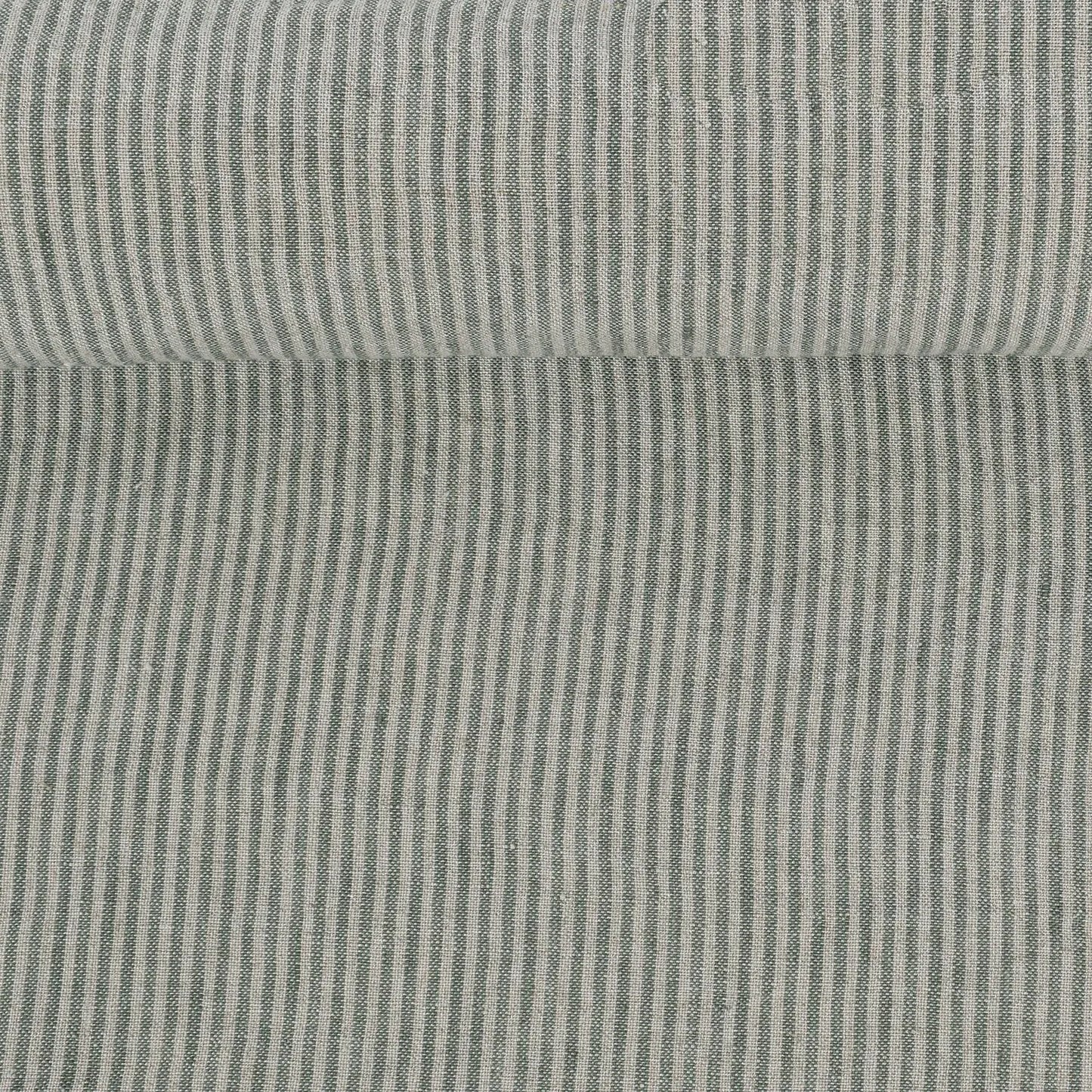 5798 Dark green stripes on natural 100% linen fabric (Copy)