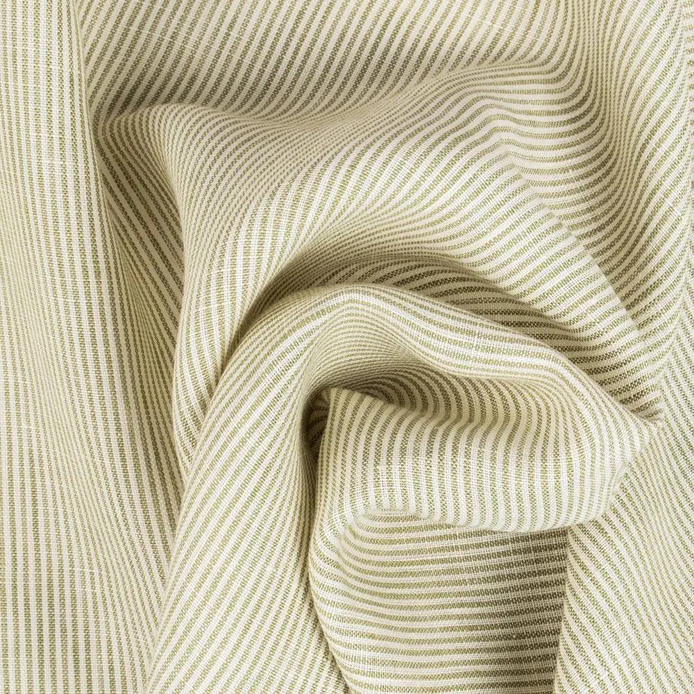 710/761 Light green small stripes (1 mm) 100% linen fabric