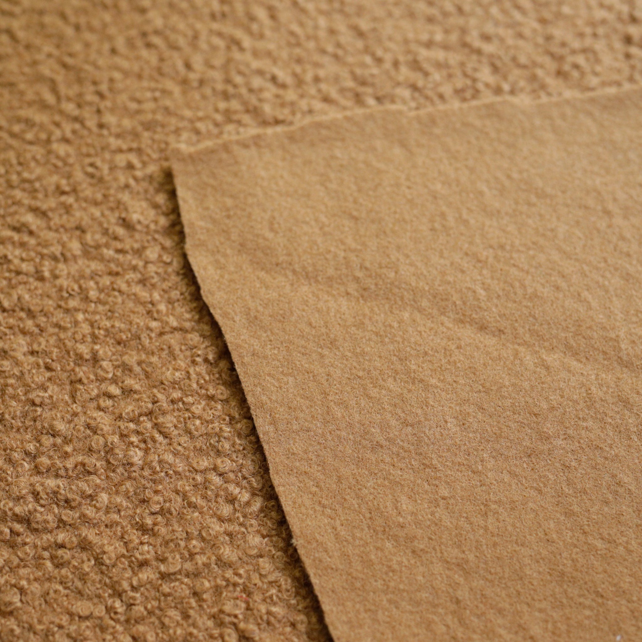 Light brown  Wool-Feel Bouclé Fabric – 60cmx50cm remnant piece