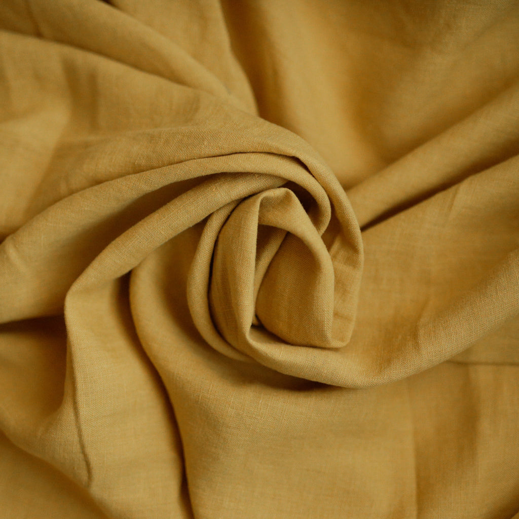 Mustard Yellow European Falx Linen Fabric – 100% Linen (205 gsm)