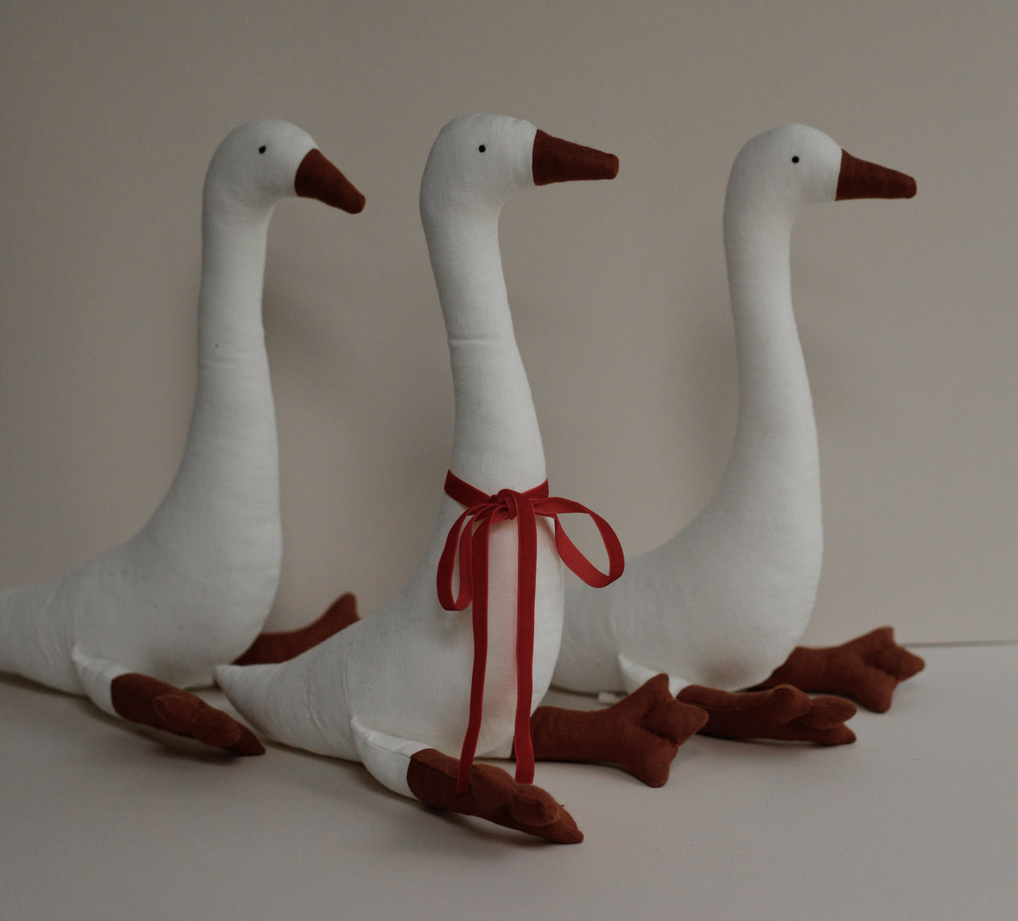 Garden Goose toy 100% white linen fabric
