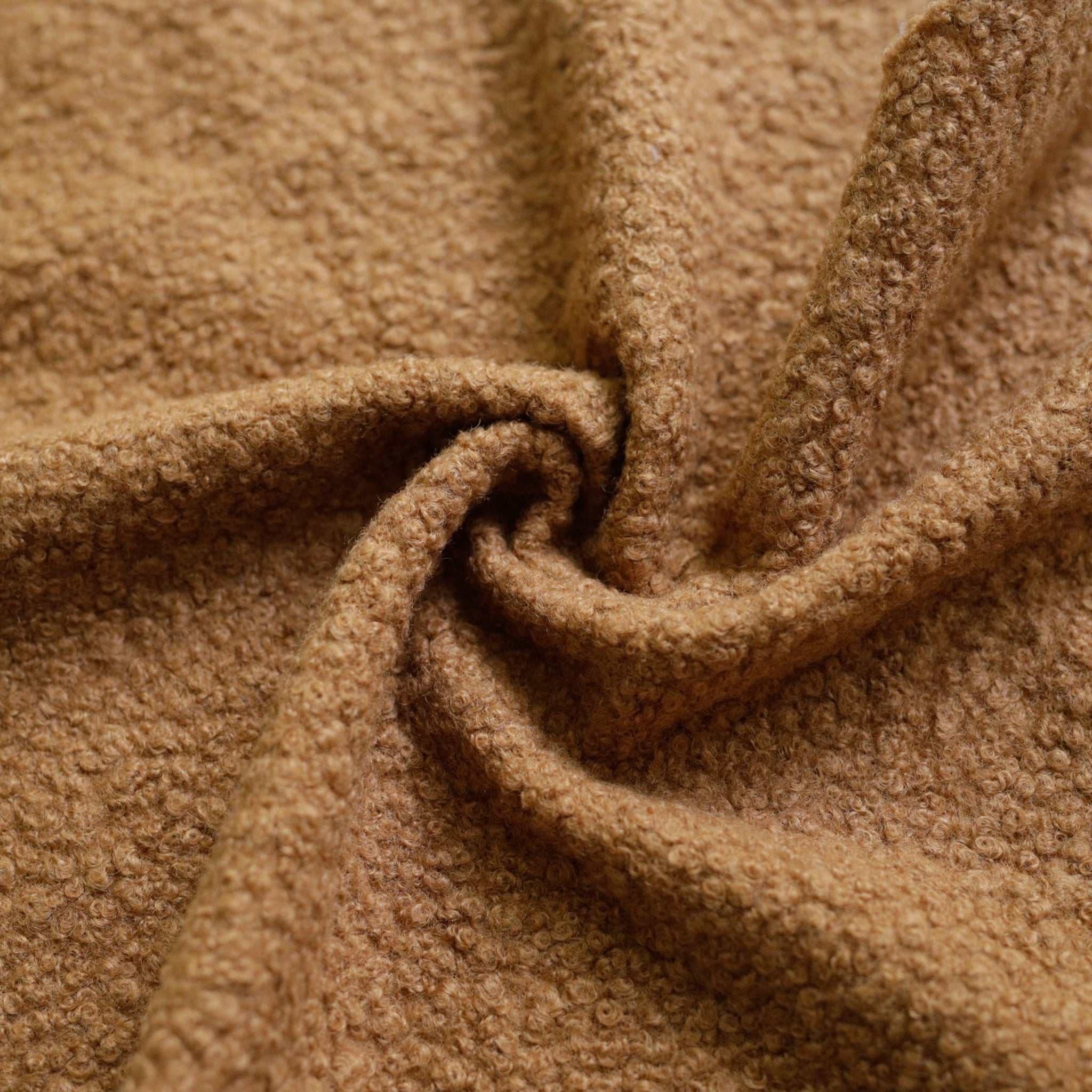 Light brown  Wool-Feel Bouclé Fabric – 60cmx50cm remnant piece