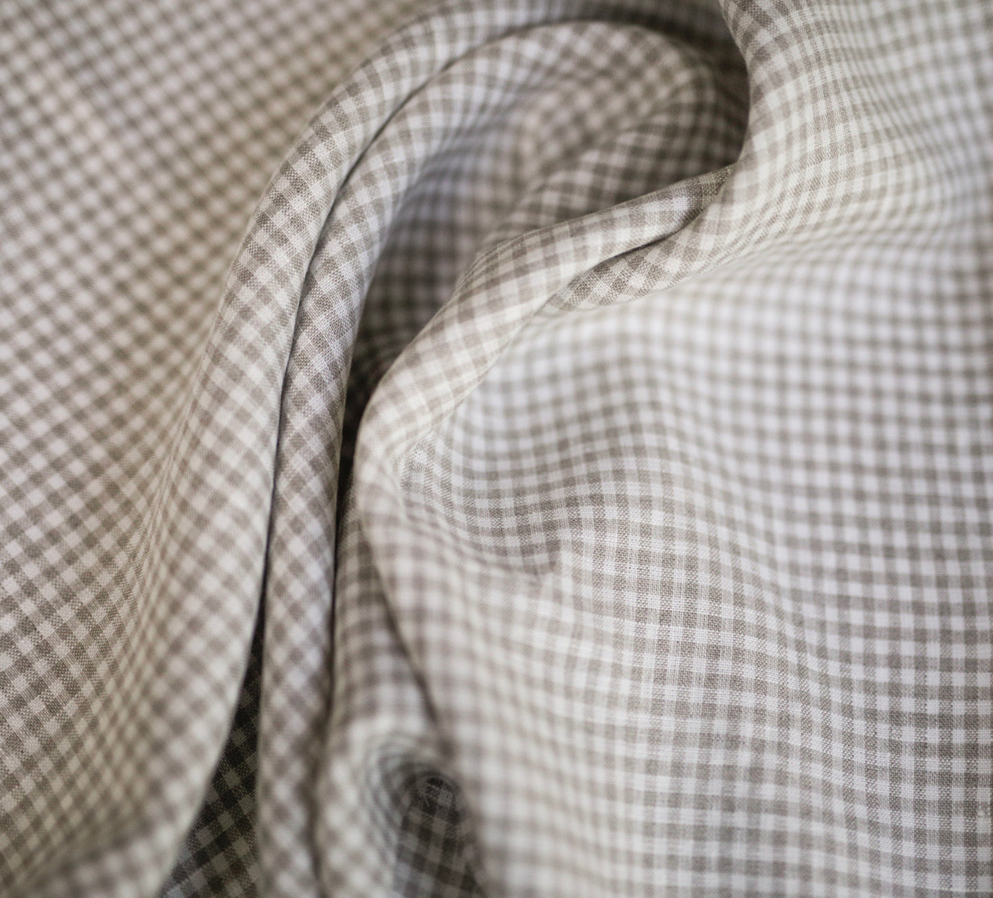 4 mm small check Light Beige gingham 100% linen fabric  LSC19N