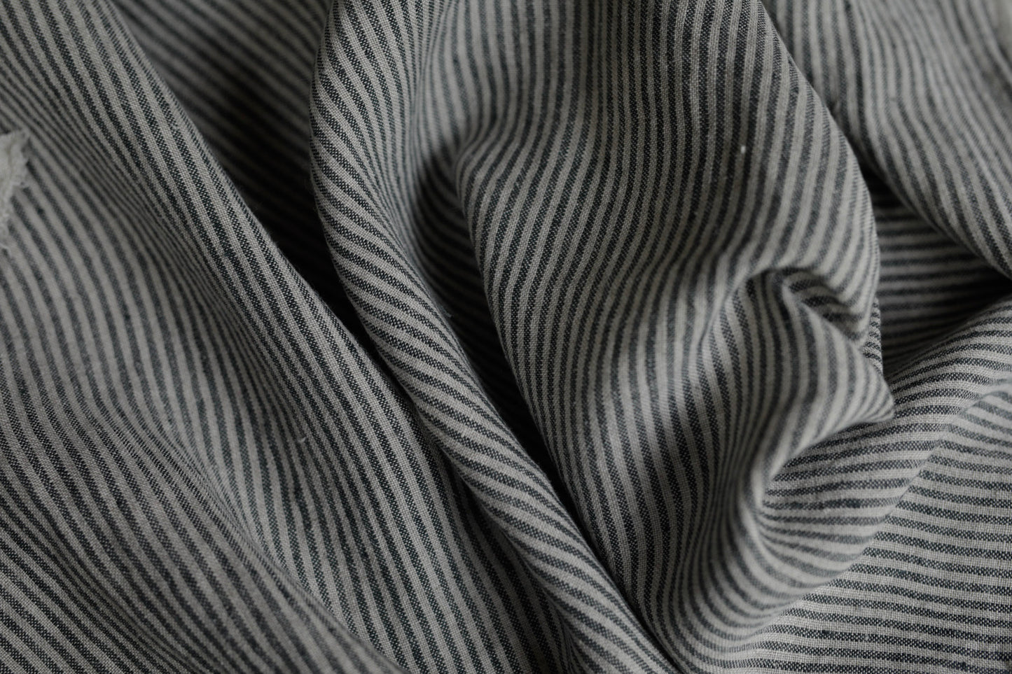 5798 Dark grey stripes on natural 100% linen fabric