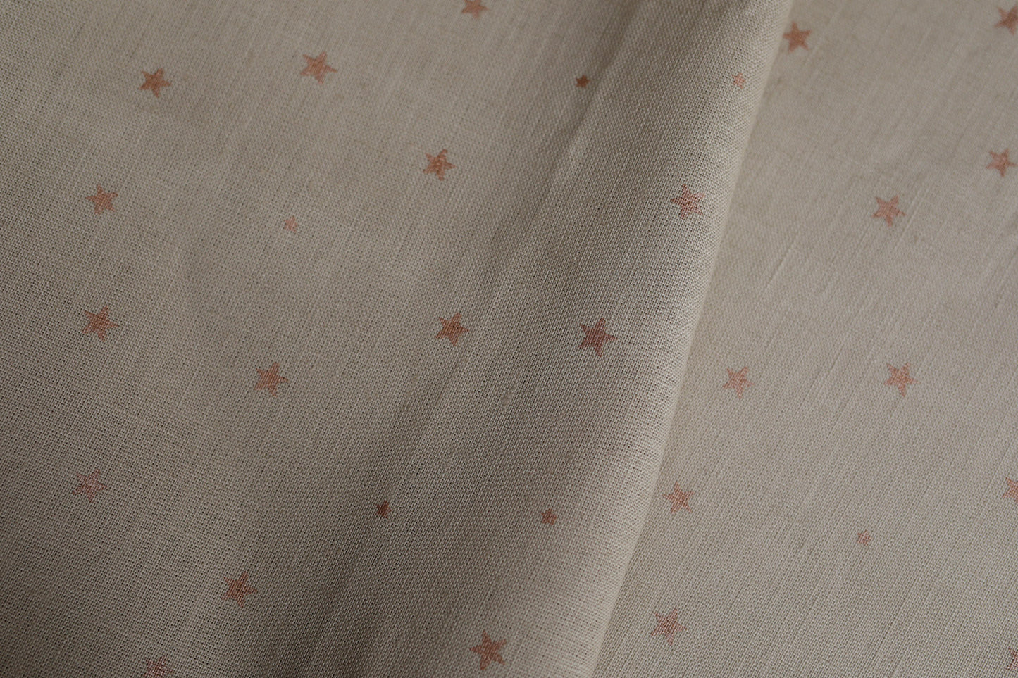 1958 Copper stars on light beige 100% linen fabric