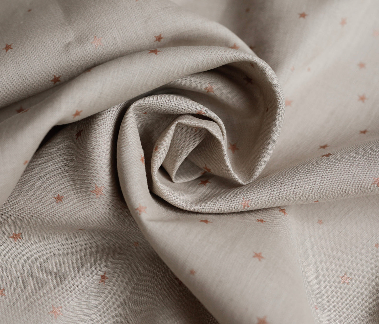 1958 Copper stars on light beige 100% linen fabric