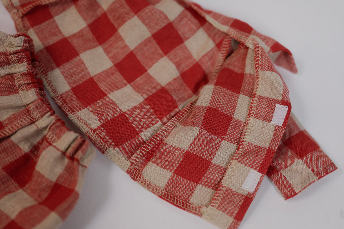 Goose toy 55 cm in red gingham pyjama