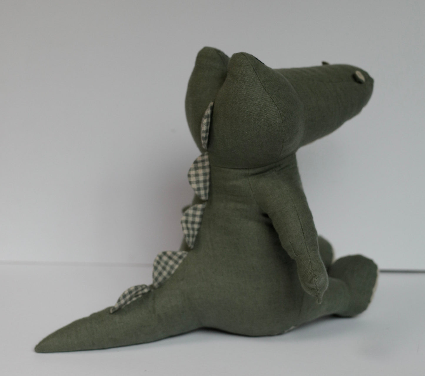 Alligator toy in Sage and Gingham