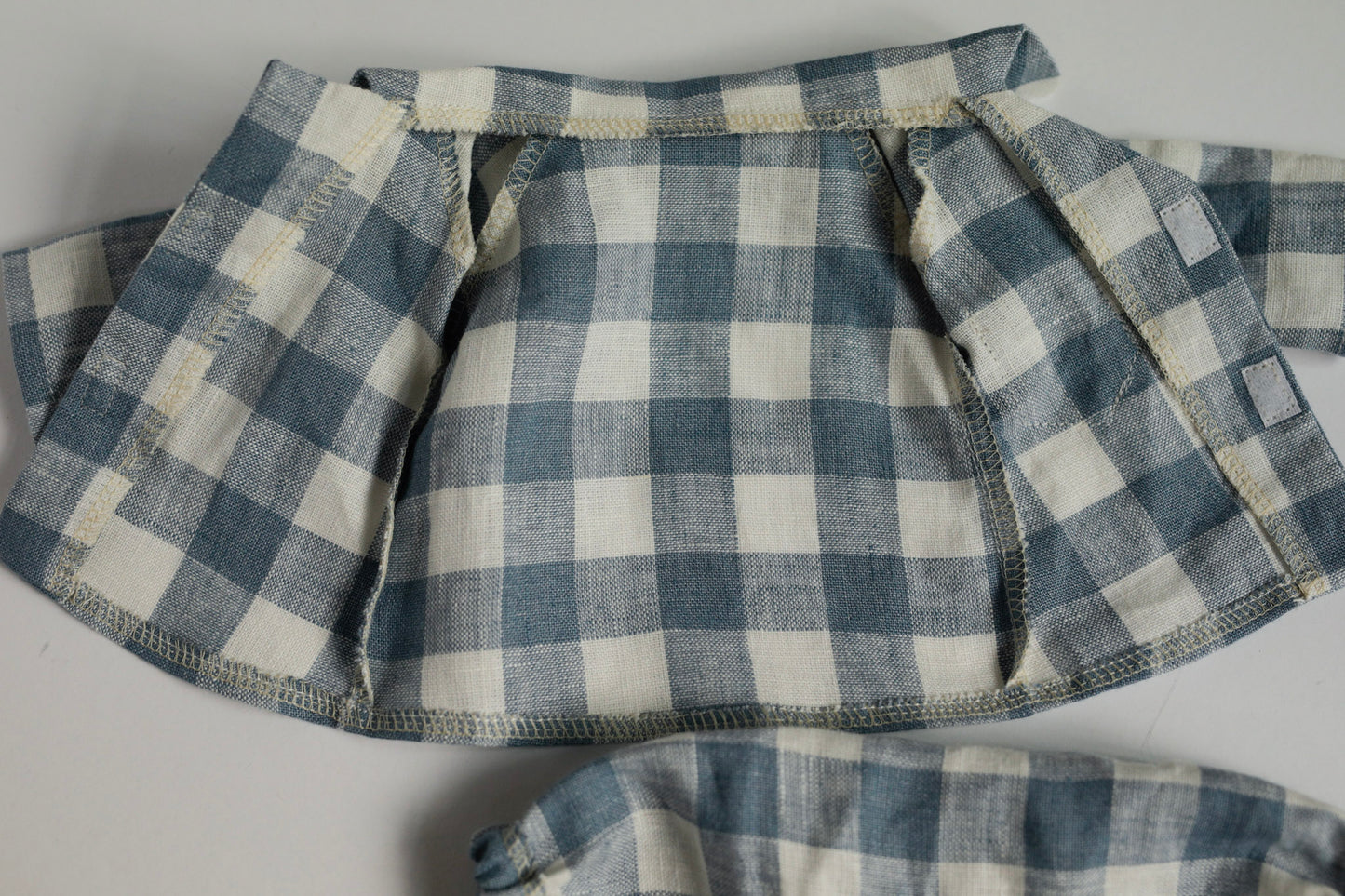 Goose toy 55 cm in blue gingham pyjama