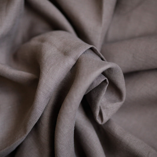 Taupe brown 100% Lithuanian linen softened fabric 1370