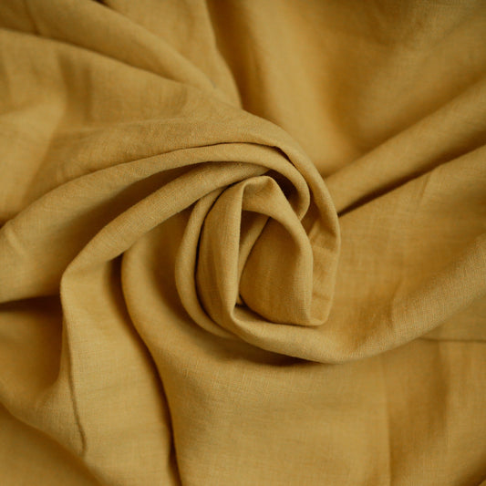 Mustard yellow 100% Lithuanian linen softened fabric 2443