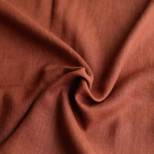 Terracotta  100% Lithuanian linen softened fabric 2709