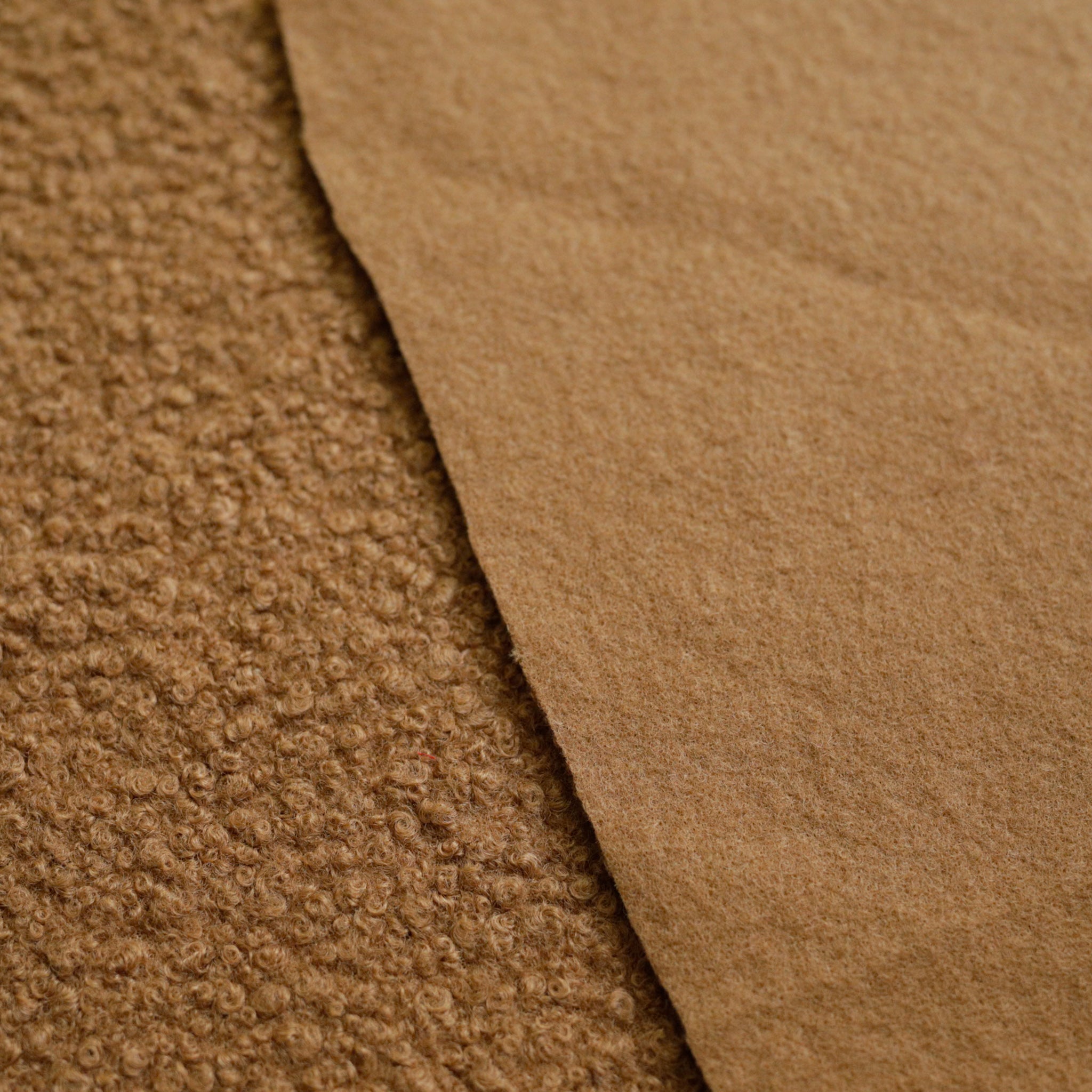 Light brown  Wool-Feel Bouclé Fabric – 60cmx50cm remnant piece