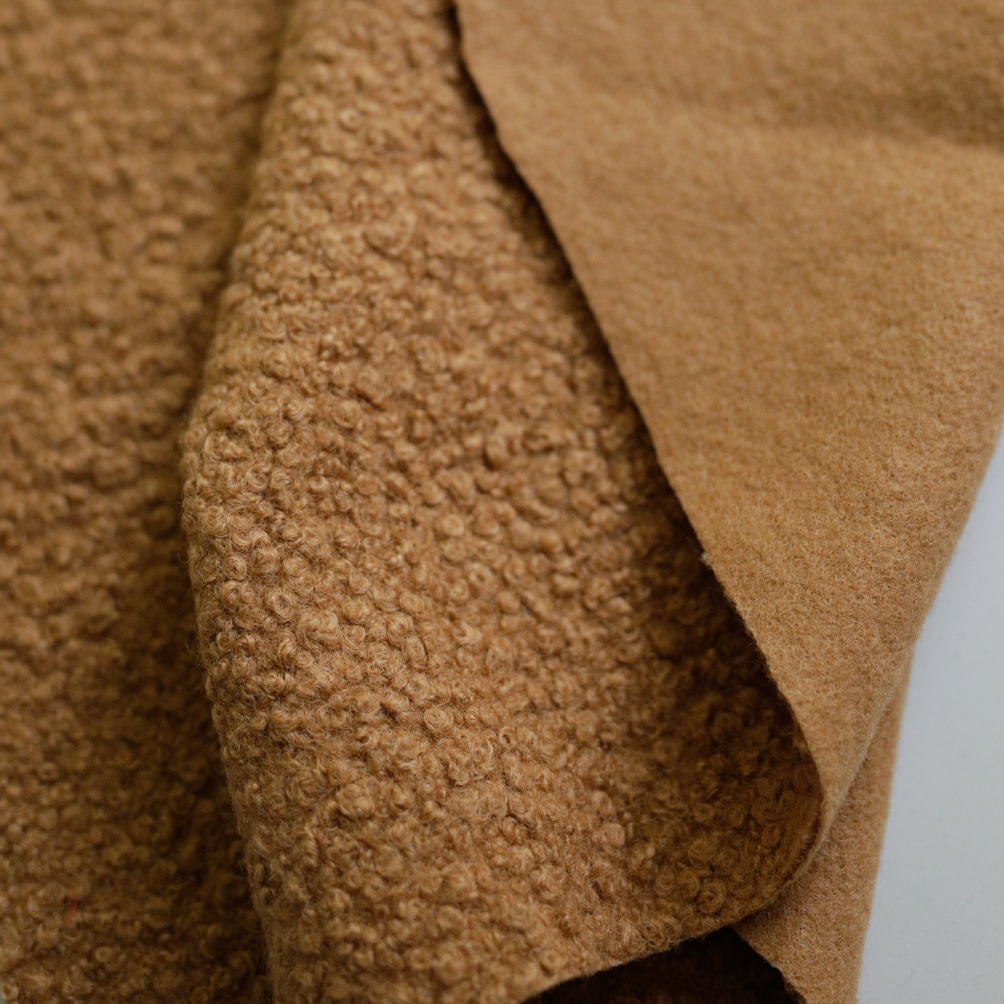 Light brown  Wool-Feel Bouclé Fabric – 60cmx50cm remnant piece