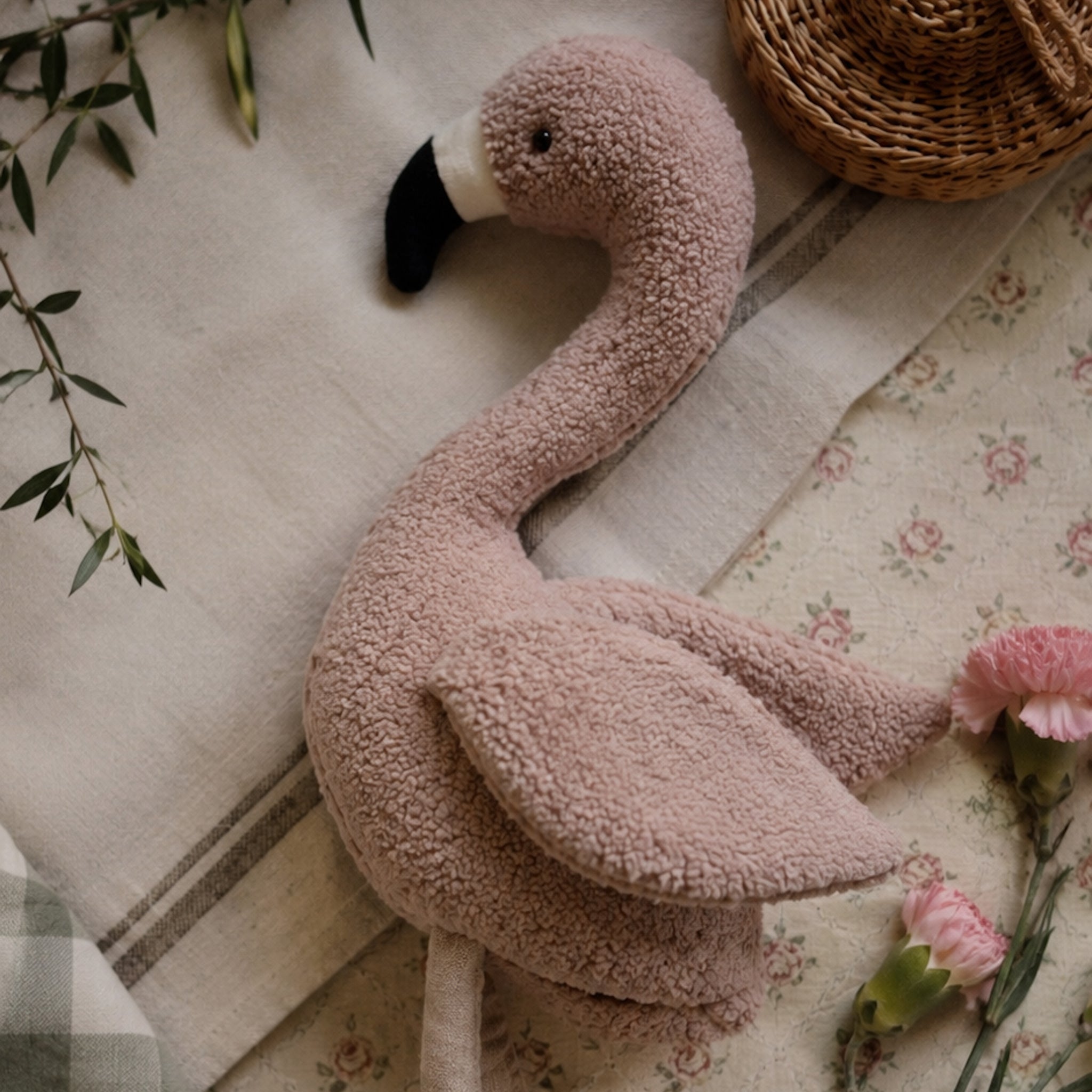 Powder Pink Soft Wool-Feel Bouclé Fabric – Fat Quarter