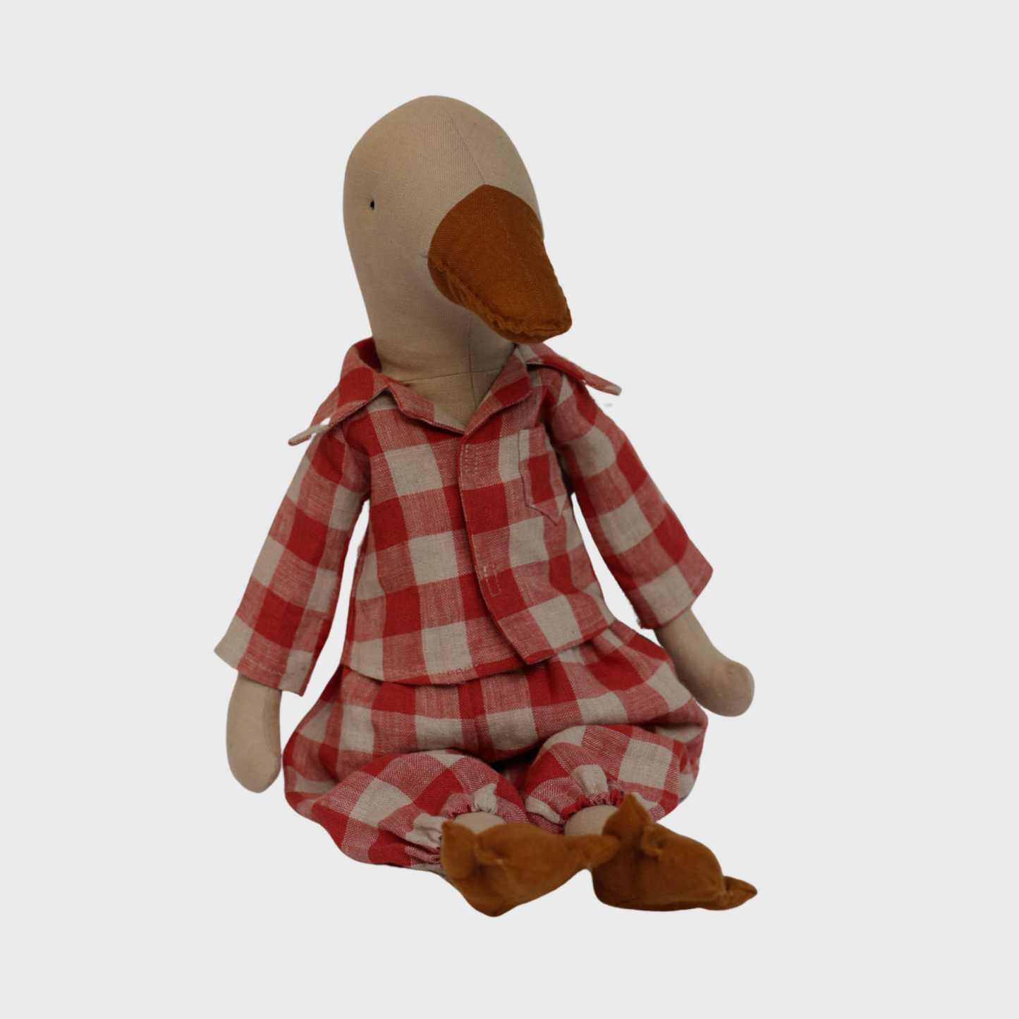 Goose toy 55 cm in red gingham pyjama