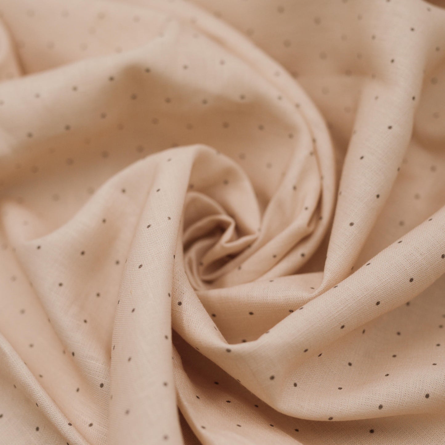 Tiny polka dot on subtle sand 100% linen fabric