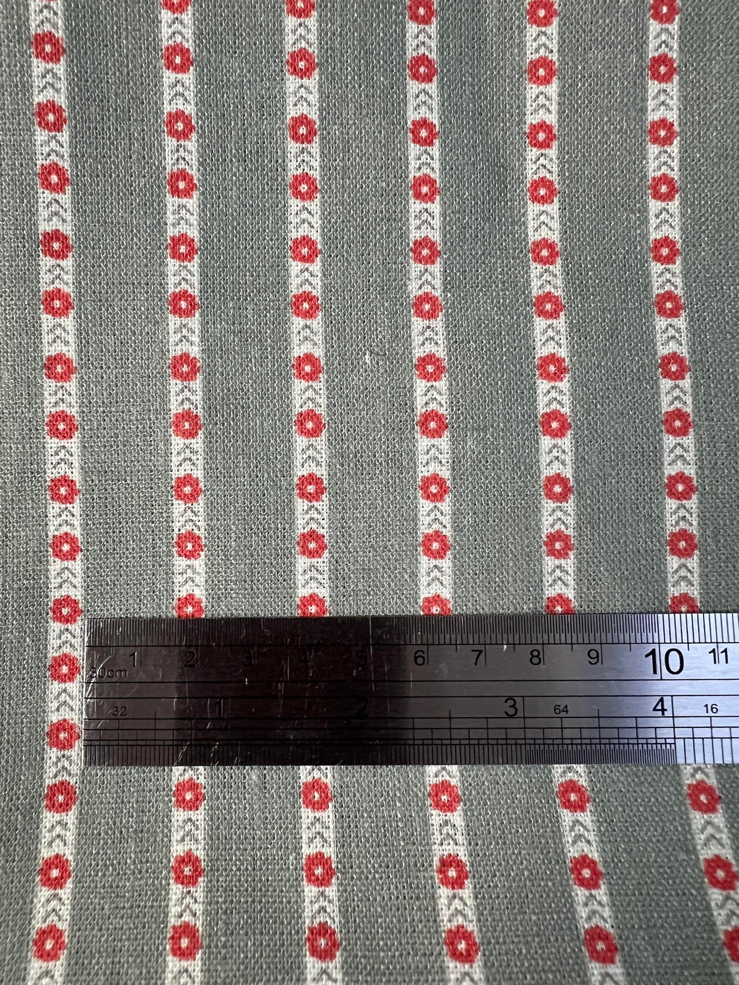 Vintage floral stripes 100% soft linen fabric 016