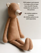 Bear Soft Toy Sewing Pattern PDF + Full Tutorial | EFI Friends | 55 cm Heirloom Toy