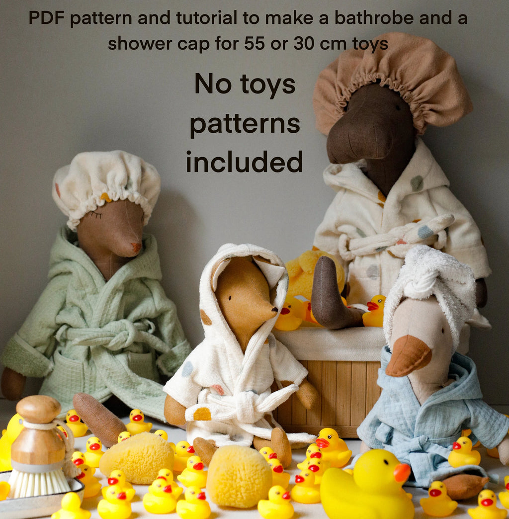 Bathrobe + Shower Cap Sewing Pattern PDF & Tutorial | Fits 55 cm & 30 cm EFI Friends Toys