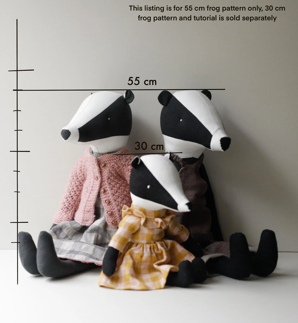 Badger Soft Toy Sewing Pattern PDF + Full Tutorial | EFI Friends | 55 cm Heirloom Toy