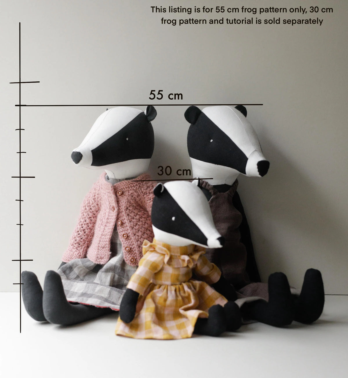 Badger Soft Toy Sewing Pattern PDF + Full Tutorial | EFI Friends | 55 cm Heirloom Toy