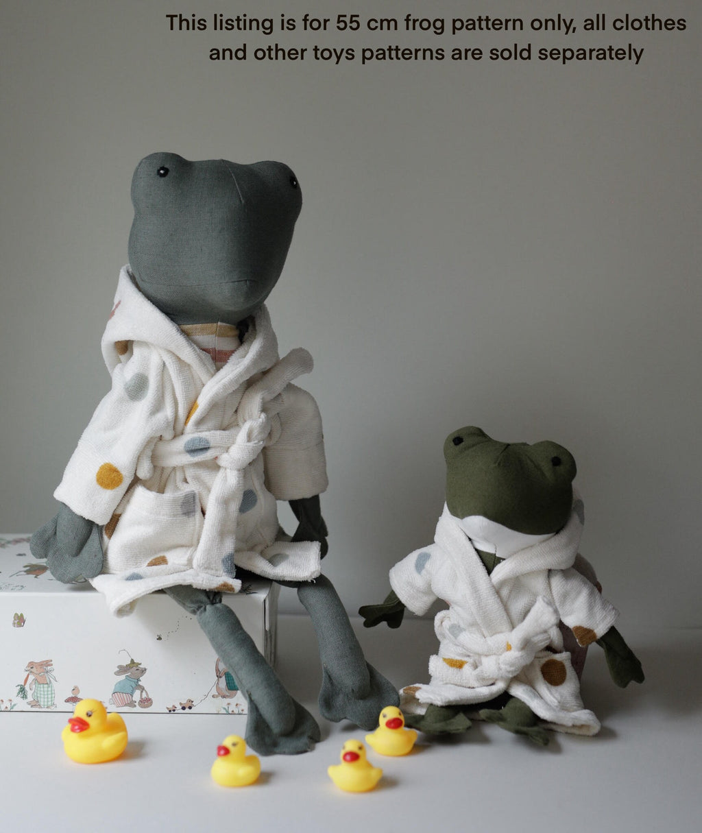 Frog & Toad Soft Toy Sewing Pattern PDF + Full Tutorial | EFI Friends | 55 cm Heirloom Toy