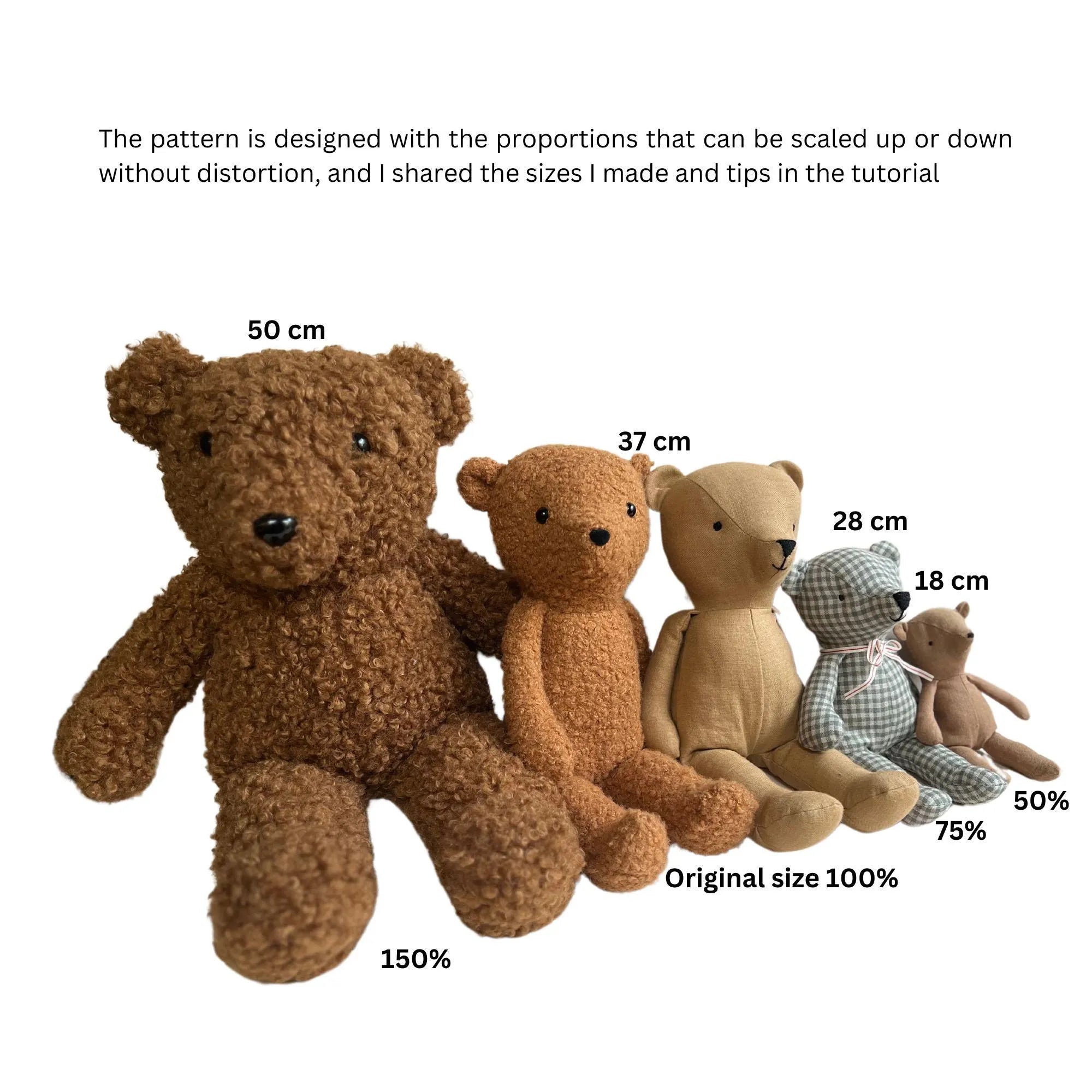 37 cm Teddy Bear PDF Sewing Pattern & Tutorial