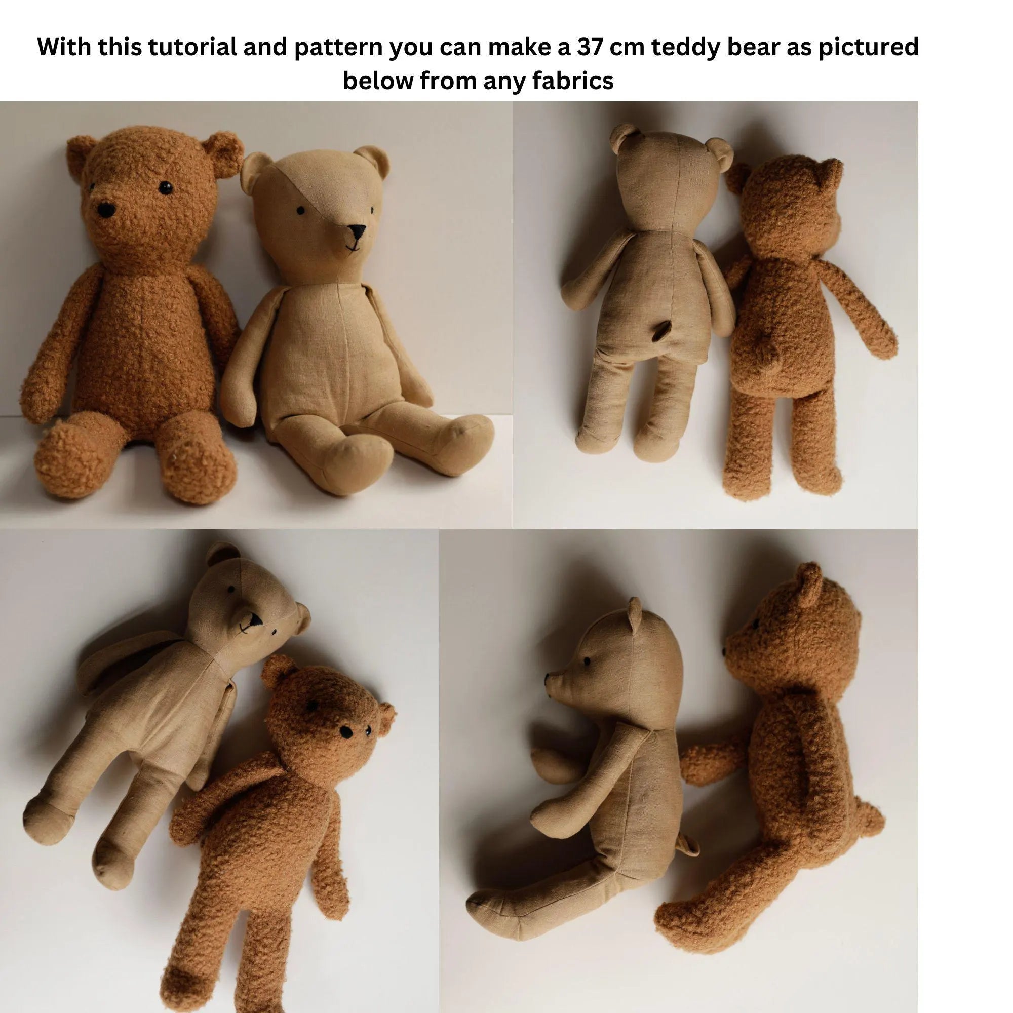 37 cm Teddy Bear PDF Sewing Pattern & Tutorial