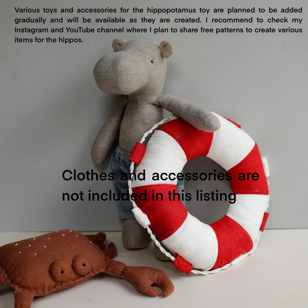 Happy Snout Hippo PDF Sewing Pattern (38 cm / 15")
