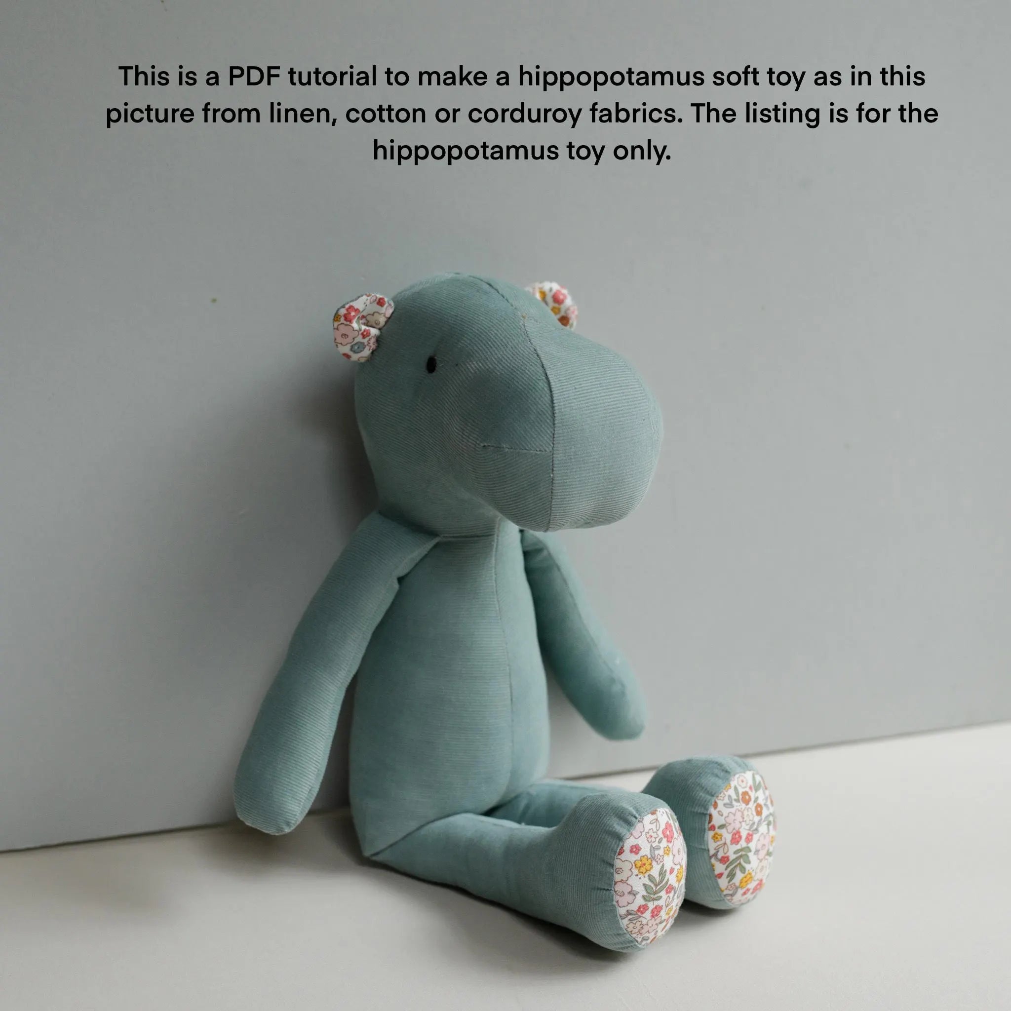 Happy Snout Hippo PDF Sewing Pattern (38 cm / 15")